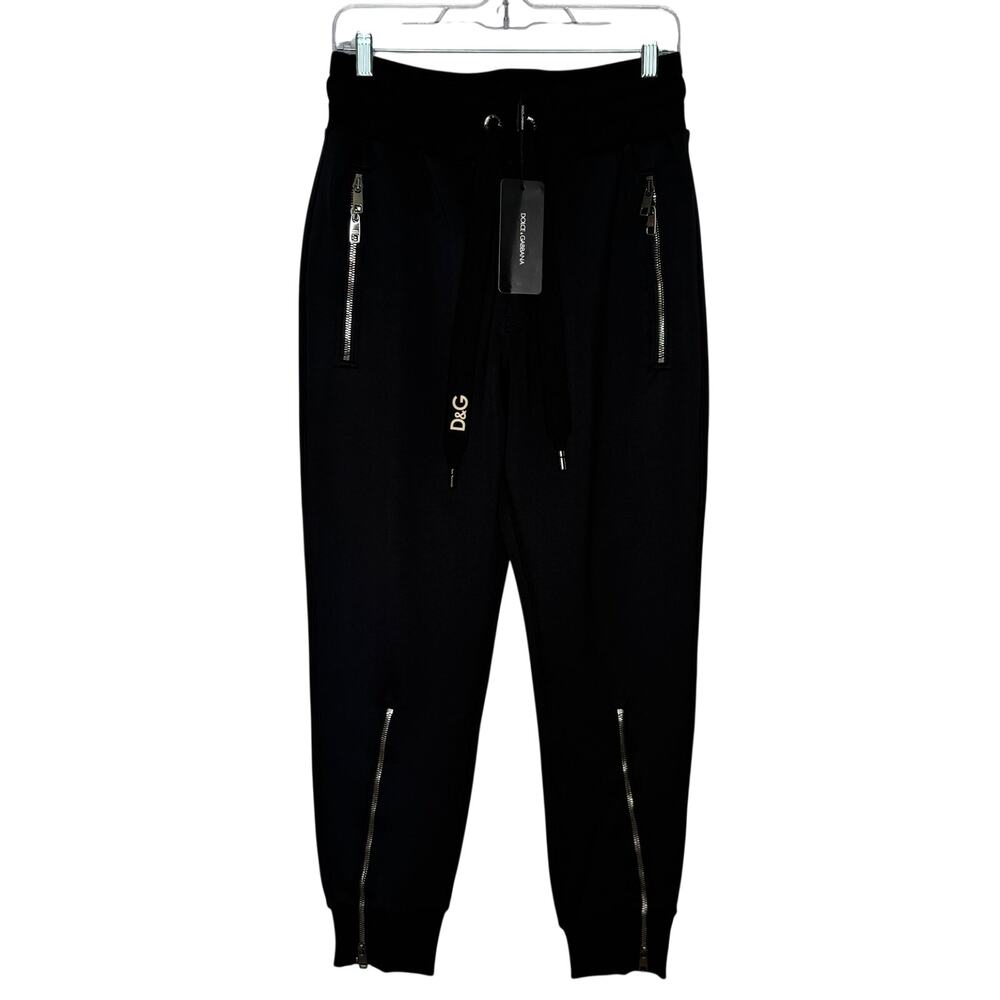 Dolce & Gabbana Black Logo Zip Pocket Sweatpants Jogger Made in Italy Men Small